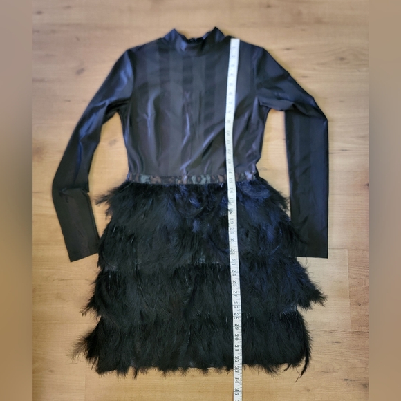 PrettyLittleThing  Black Feather Bottom Dress - Picture 14 of 14